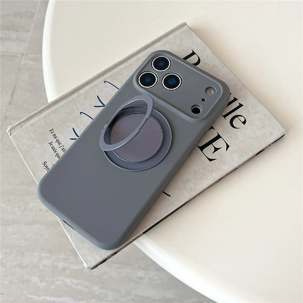 For iPhone 17 Pro Case 360 Rotating Kickstand Precision Cutout Liquid Silicone Phone Cover - Light Cyan - 4