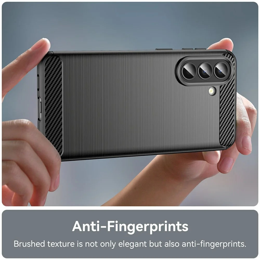 For Samsung Galaxy A57 5G Case Protective Phone Cover Carbon Fiber Texture Brushed - Black - 5