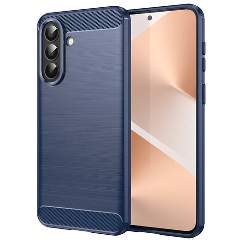 AMORUS For Samsung Galaxy A57 5G Case Carbon Fiber Texture Brushed Protective Phone Cover - Blue - 1