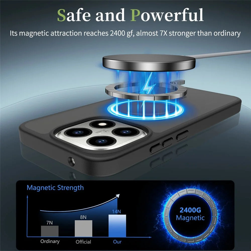 For Xiaomi 15T Magnetic Phone Case Matte Finish TPU PC Shockproof Phone Cover with Tempered Glass - Black - 7