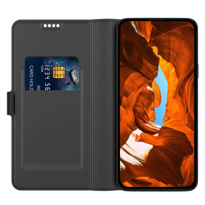 For Realme C85 5G Case Shockproof TPU Inner Shell Leather Phone Cover Card Slot - Black - 2