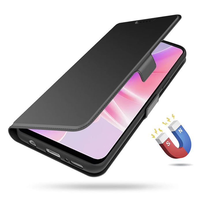 For Realme C85 5G Case Shockproof TPU Inner Shell Leather Phone Cover Card Slot - Black - 5