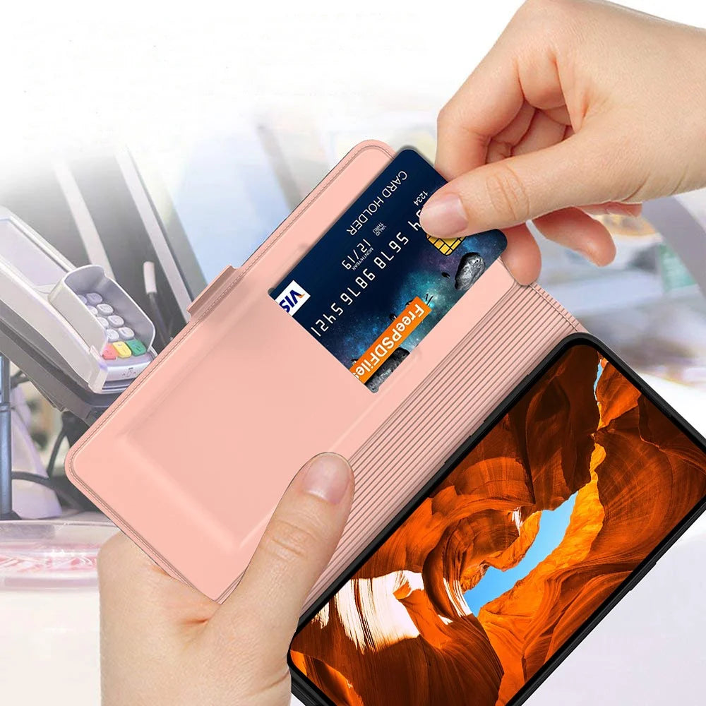 For Samsung Galaxy A57 5G Case Shockproof TPU Inner Shell Leather Phone Cover Card Slot - Rose Gold - 4
