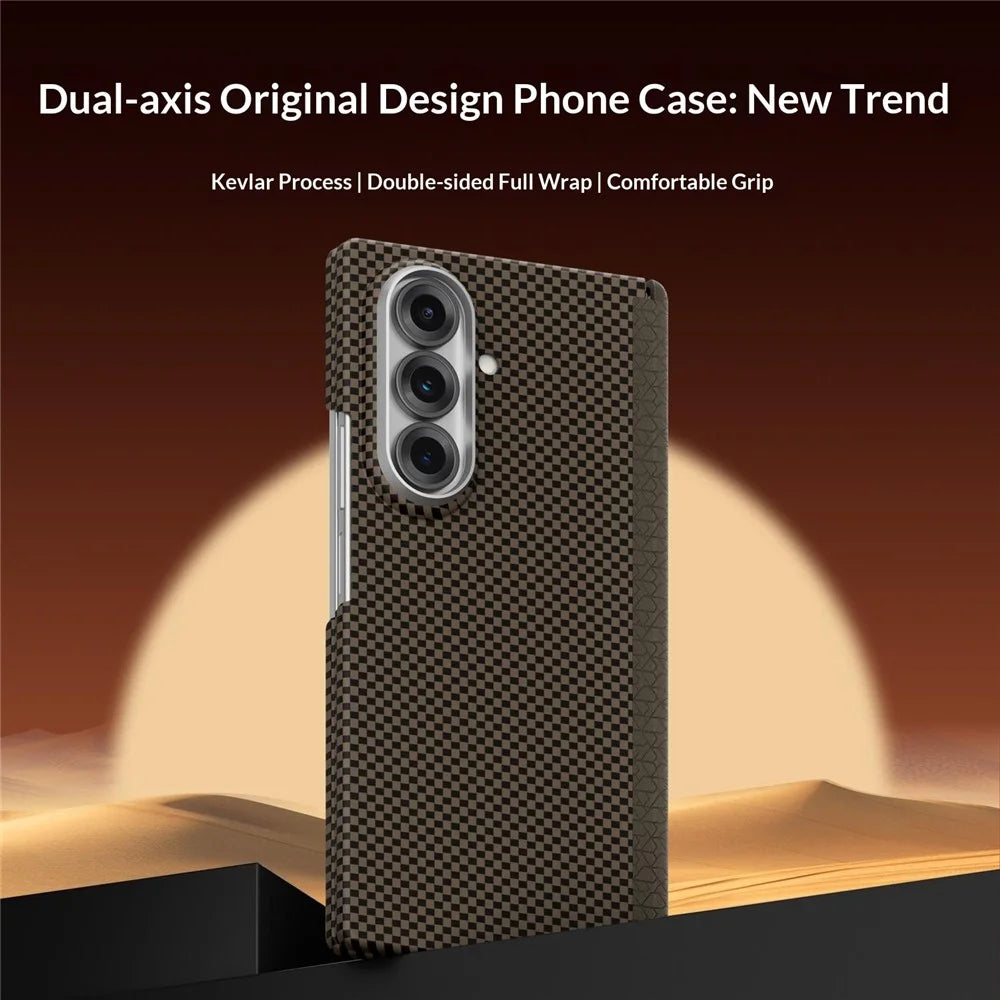 GKK For Samsung Galaxy Z Fold7 5G Case Dual Axis Aramid Fiber PC Ultra Thin Phone Cover Magnetic Hinge Protection - Gold - 3