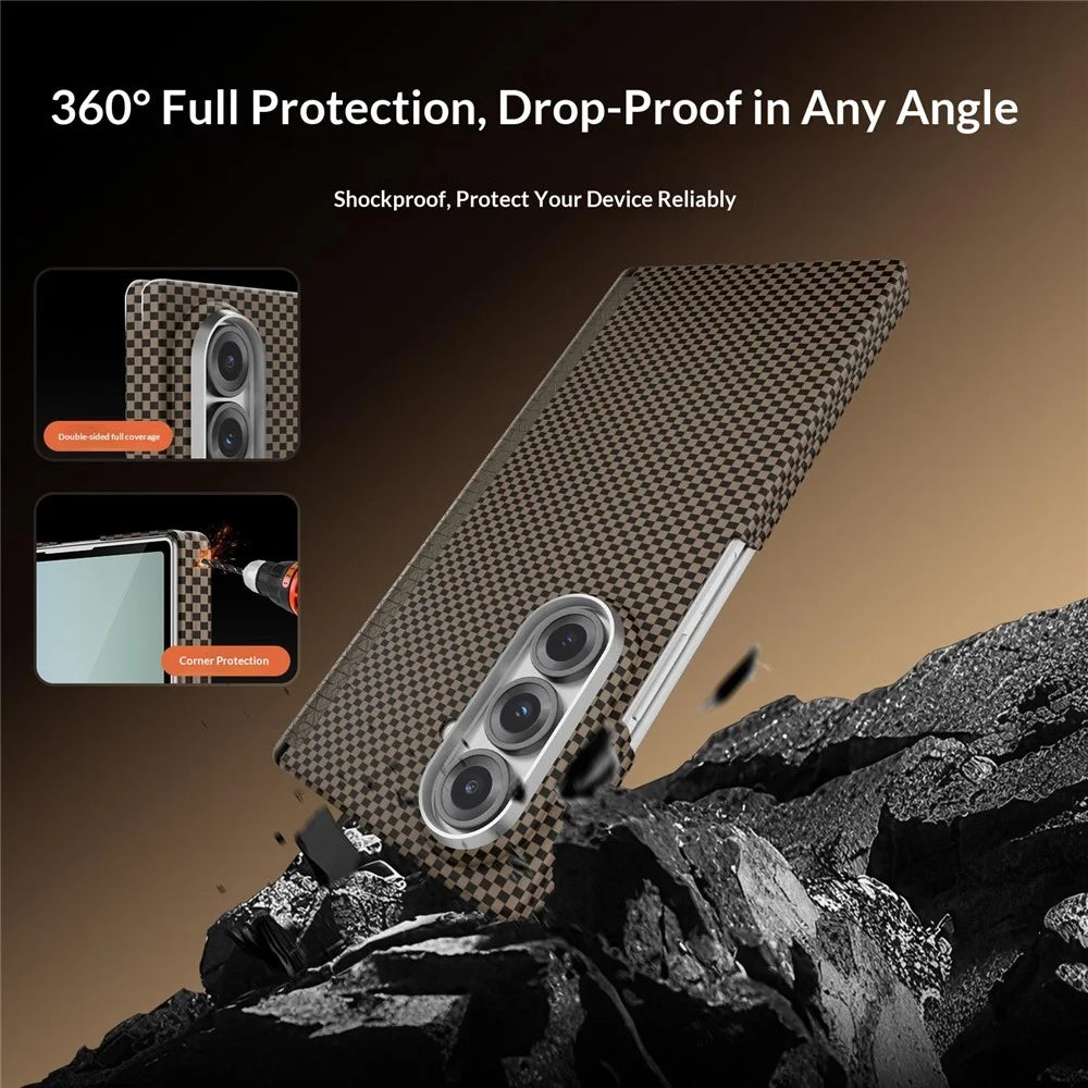 GKK For Samsung Galaxy Z Fold7 5G Case Dual Axis Aramid Fiber PC Ultra Thin Phone Cover Magnetic Hinge Protection - Gold - 5