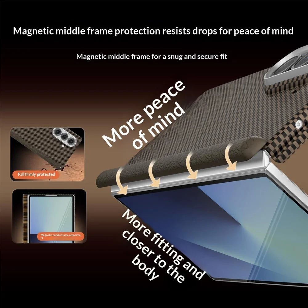 GKK For Samsung Galaxy Z Fold7 5G Case Dual Axis Aramid Fiber PC Ultra Thin Phone Cover Magnetic Hinge Protection - Gold - 6