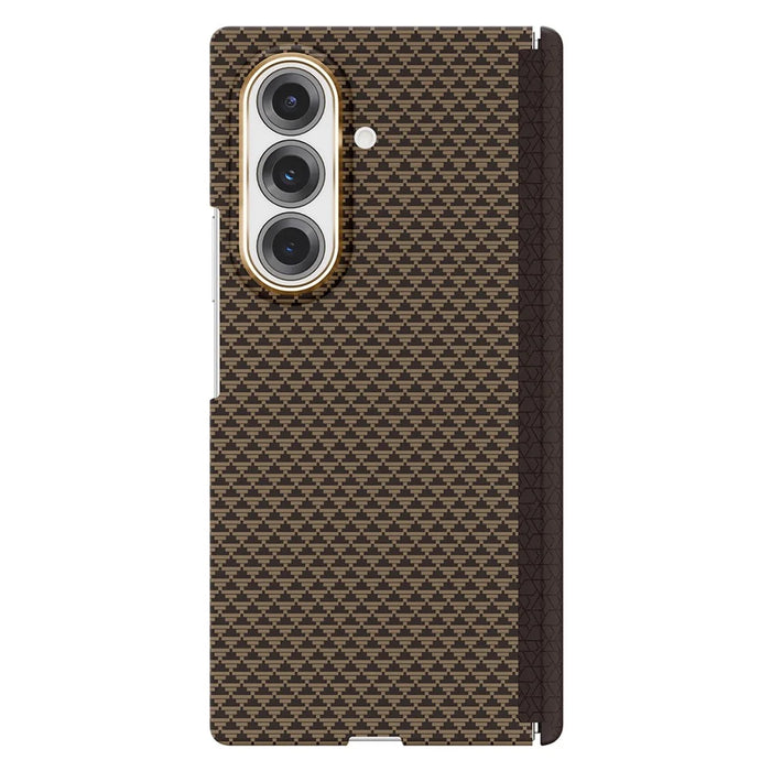 GKK For Samsung Galaxy Z Fold7 5G Case Pattern Design Dual Axis Aramid Fiber PC Ultra Thin Phone Cover Magnetic Hinge Protection - Gold - 1