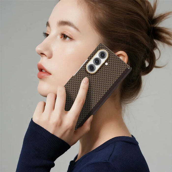 GKK For Samsung Galaxy Z Fold7 5G Case Pattern Design Dual Axis Aramid Fiber PC Ultra Thin Phone Cover Magnetic Hinge Protection - Gold - 2