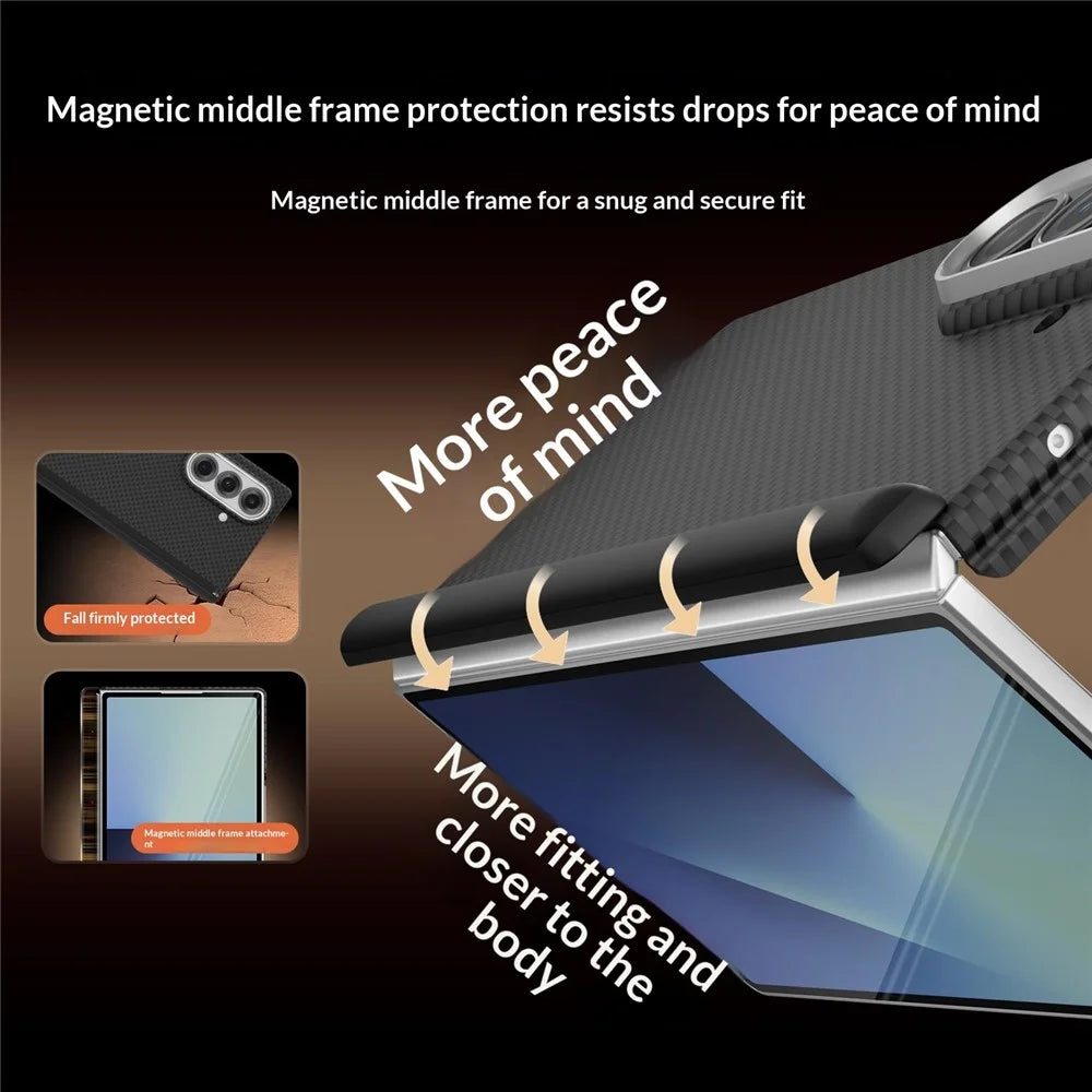 GKK For Samsung Galaxy Z Fold7 5G Case Texture Dual Axis PC Slim Phone Cover Magnetic Hinge Protection - Black - 7