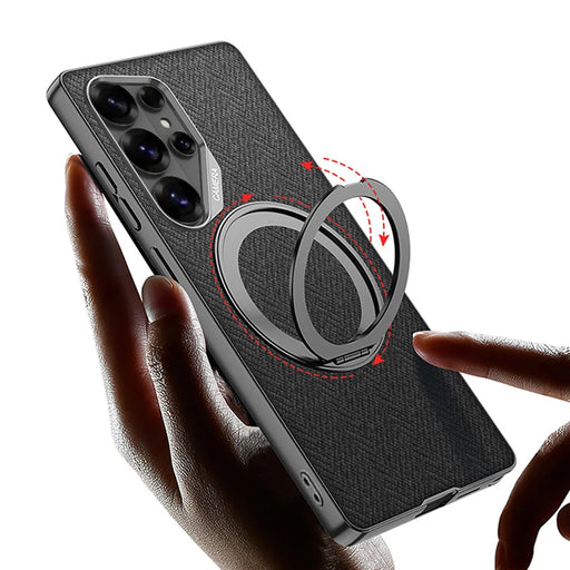 GKK For Samsung Galaxy S26 Ultra Magnetic Case with Kickstand PC + TPU + Cloth Phone Back Cover - Black - 2