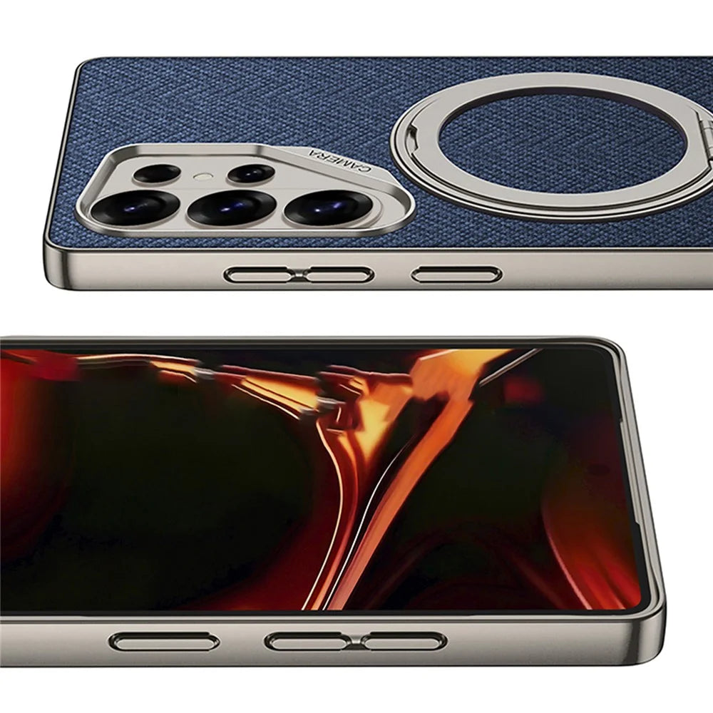 GKK For Samsung Galaxy S26 Ultra Magnetic Case with Kickstand PC + TPU + Cloth Phone Back Cover - Black - 5