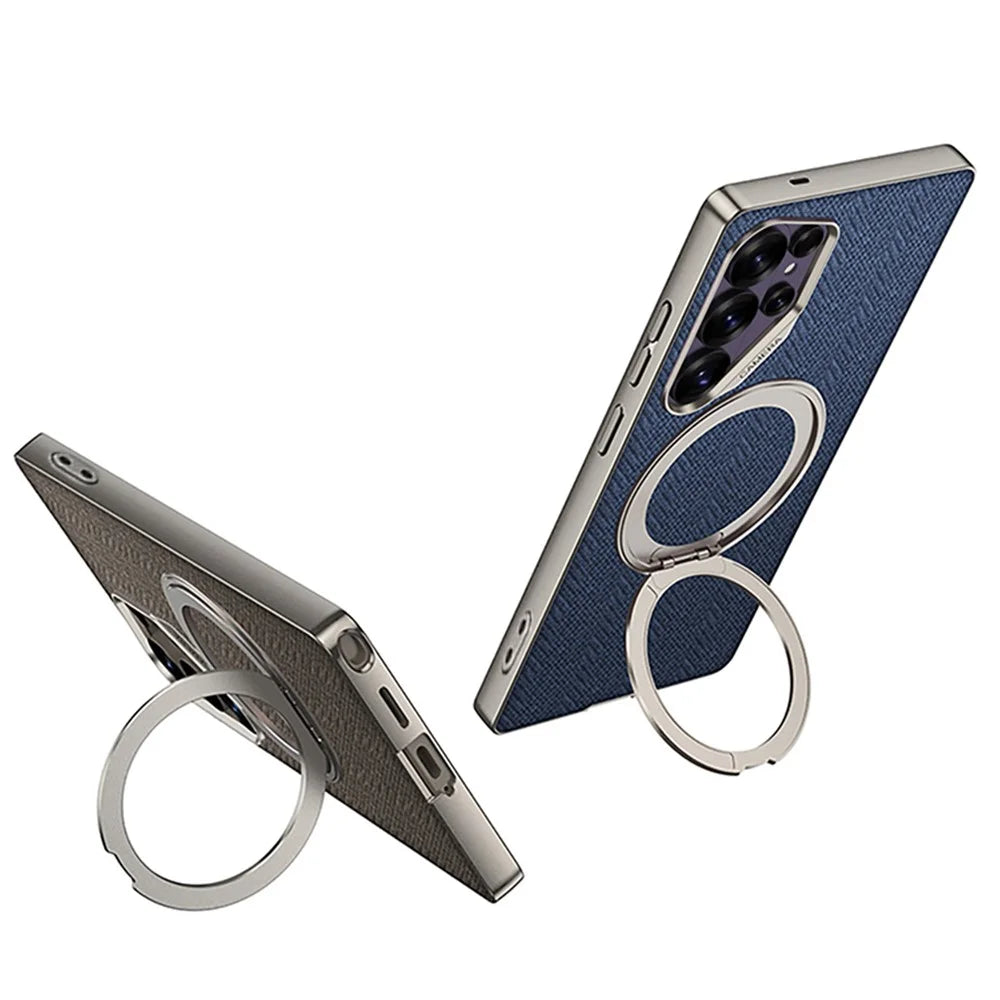 GKK For Samsung Galaxy S26 Ultra Magnetic Case with Kickstand PC + TPU + Cloth Phone Back Cover - Black - 6