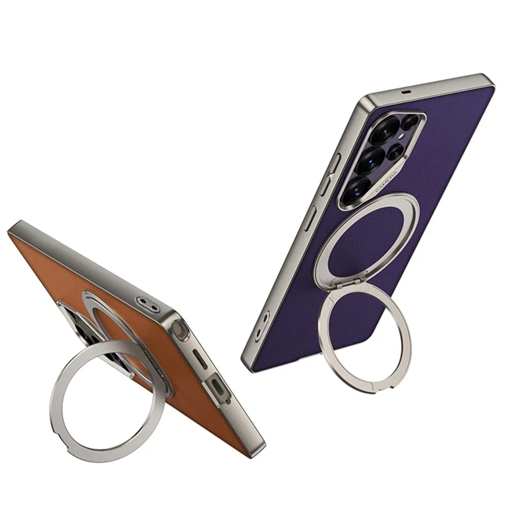 GKK For Samsung Galaxy S26 Ultra Magnetic Case Large Lens Cutout PU + TPU + PC Kickstand Phone Cover - Black - 4