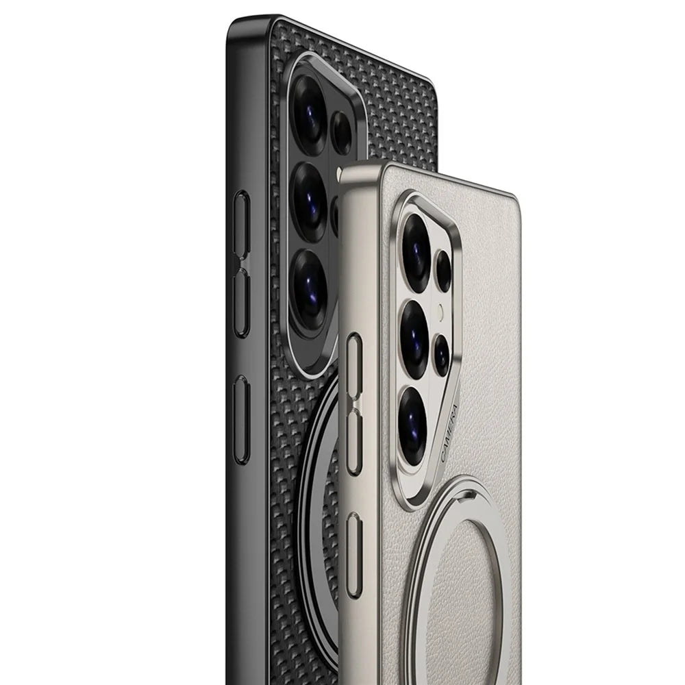 GKK For Samsung Galaxy S26 Ultra Magnetic Case Large Lens Cutout PU + TPU + PC Kickstand Phone Cover - Black - 5