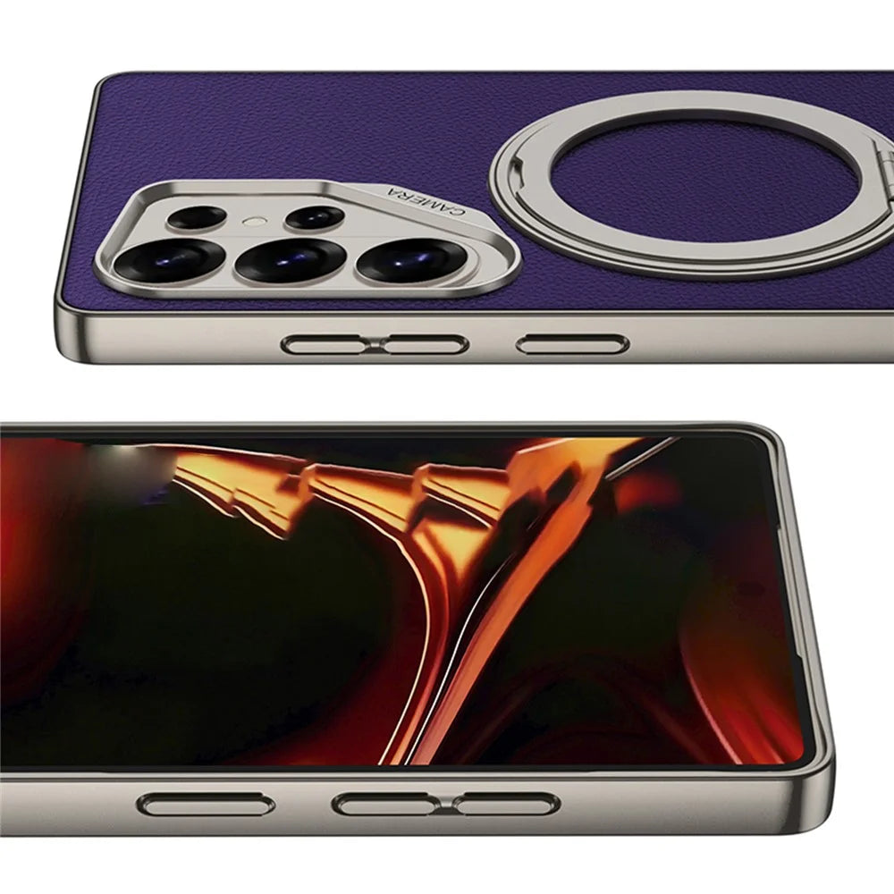 GKK For Samsung Galaxy S26 Ultra Magnetic Case Large Lens Cutout PU + TPU + PC Kickstand Phone Cover - Black - 6