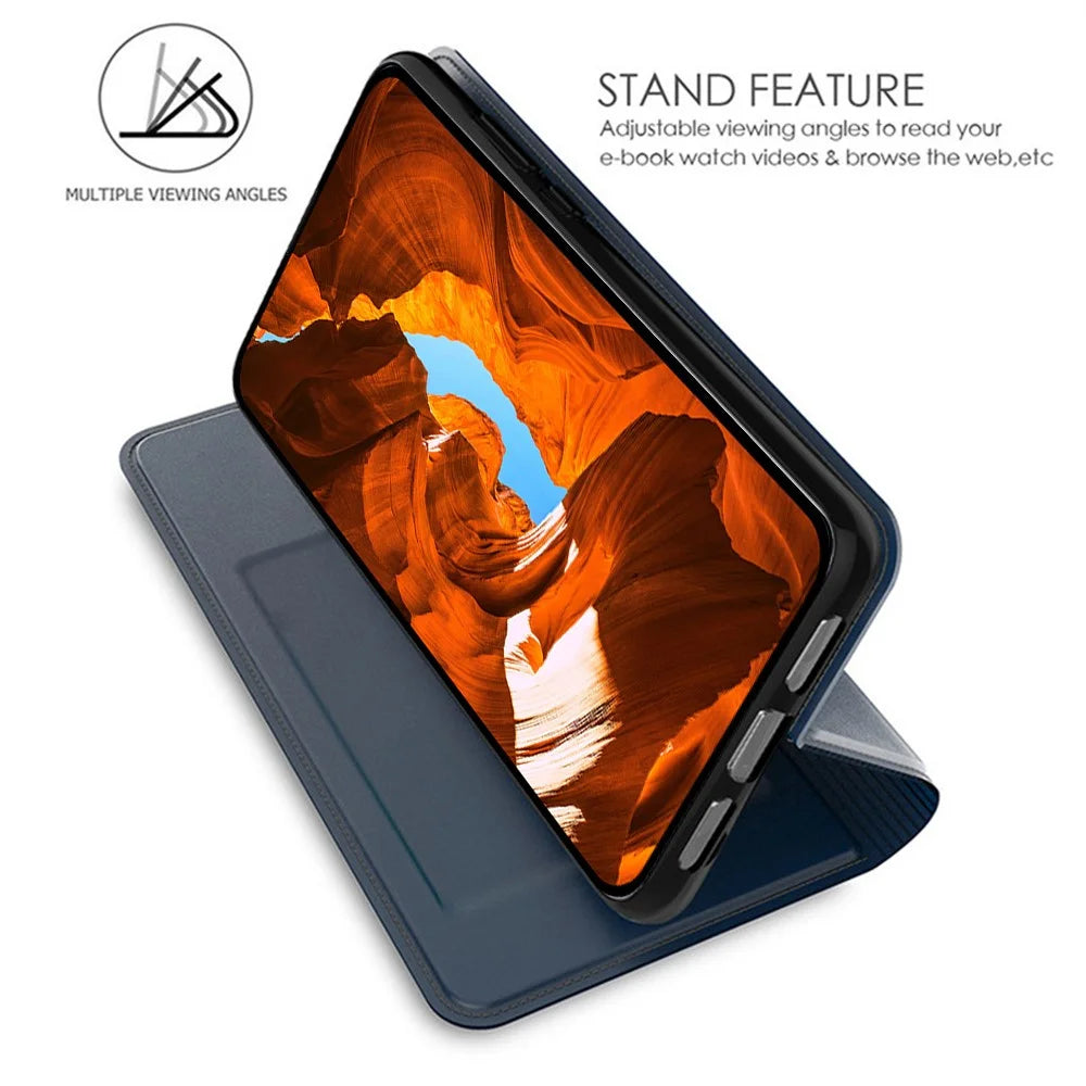 For Samsung Galaxy S26 Case PU Leather Phone Cover with Card Holder Stand - Blue - 2