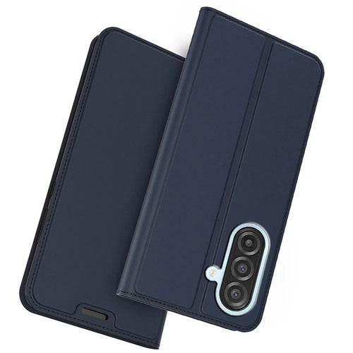 For Samsung Galaxy A57 5G Case PU Leather Phone Cover with Card Holder Stand - Blue - 1