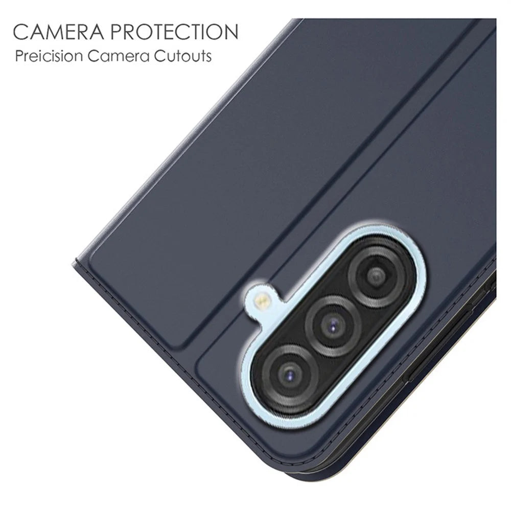 For Samsung Galaxy A57 5G Case PU Leather Phone Cover with Card Holder Stand - Blue - 5