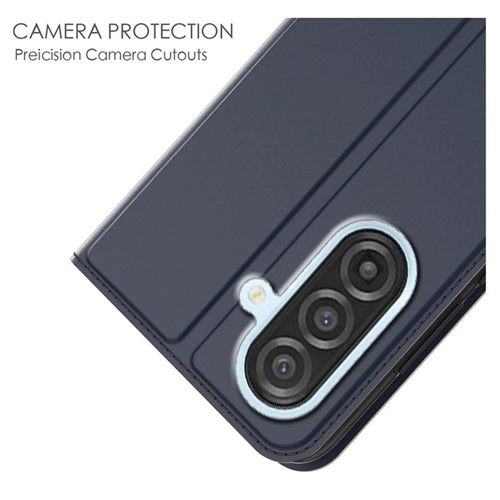 For Samsung Galaxy A37 5G Case PU Leather Phone Cover with Card Holder Stand - Blue - 5
