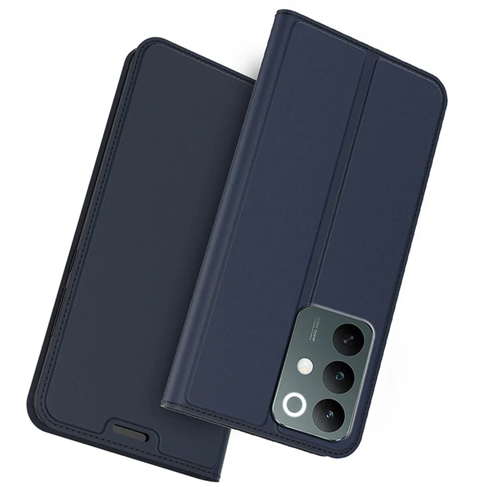 For Realme C85 5G Case PU Leather Phone Cover with Card Holder Stand - Blue - 1