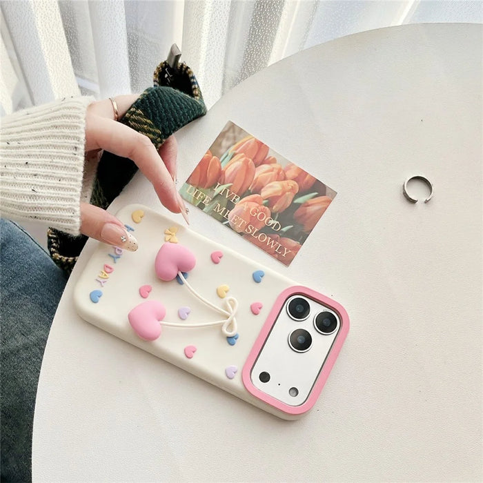 For iPhone 18 Pro Max / 17 Pro Max Silicone Case Cute Heart Shape Pendant Shockproof Phone Back Cover - 2