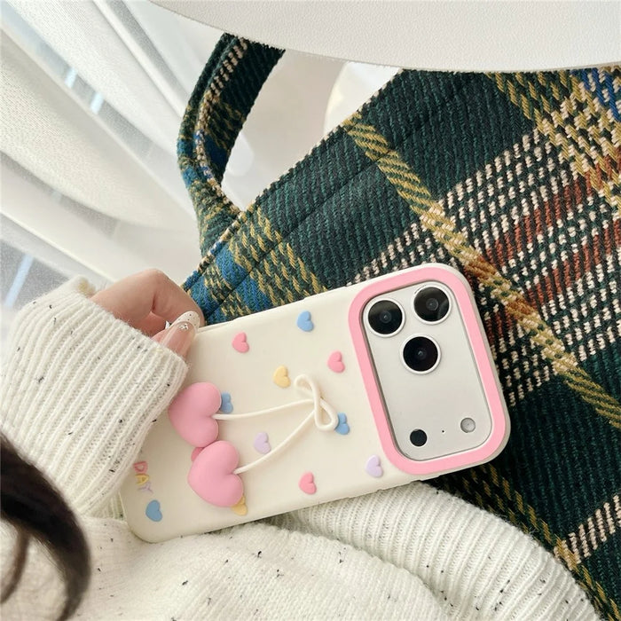 For iPhone 18 Pro Max / 17 Pro Max Silicone Case Cute Heart Shape Pendant Shockproof Phone Back Cover - 3