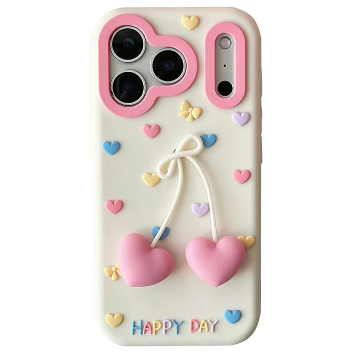 For iPhone 18 Pro / 17 Pro Silicone Case Cute Heart Shape Pendant Shockproof Phone Back Cover - 1