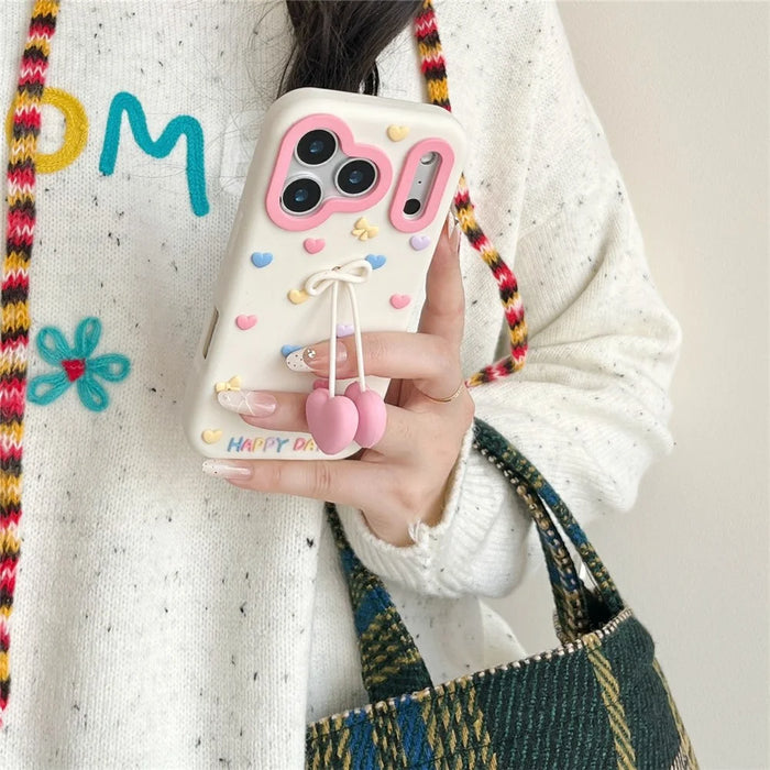 For iPhone 18 Pro / 17 Pro Silicone Case Cute Heart Shape Pendant Shockproof Phone Back Cover - 2