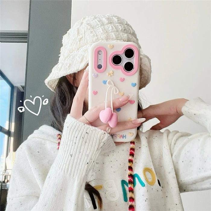 For iPhone 18 Pro / 17 Pro Silicone Case Cute Heart Shape Pendant Shockproof Phone Back Cover - 4