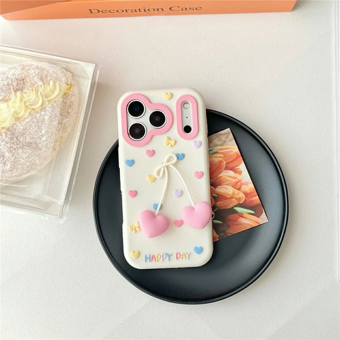 For iPhone 18 Pro / 17 Pro Silicone Case Cute Heart Shape Pendant Shockproof Phone Back Cover - 5