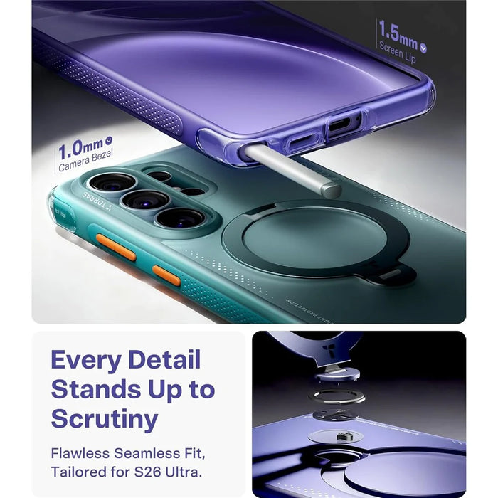 TORRAS Ostand Q3 Air Series For Samsung Galaxy S26 Ultra Magnetic Case with Kickstand Shockproof PC + TPU Phone Cover - Dark Purple - 6