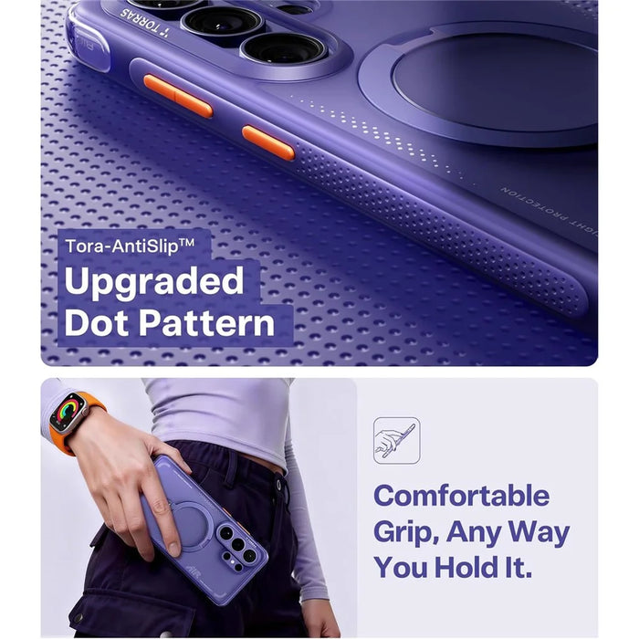 TORRAS Ostand Q3 Air Series For Samsung Galaxy S26 Ultra Magnetic Case with Kickstand Shockproof PC + TPU Phone Cover - Dark Purple - 7