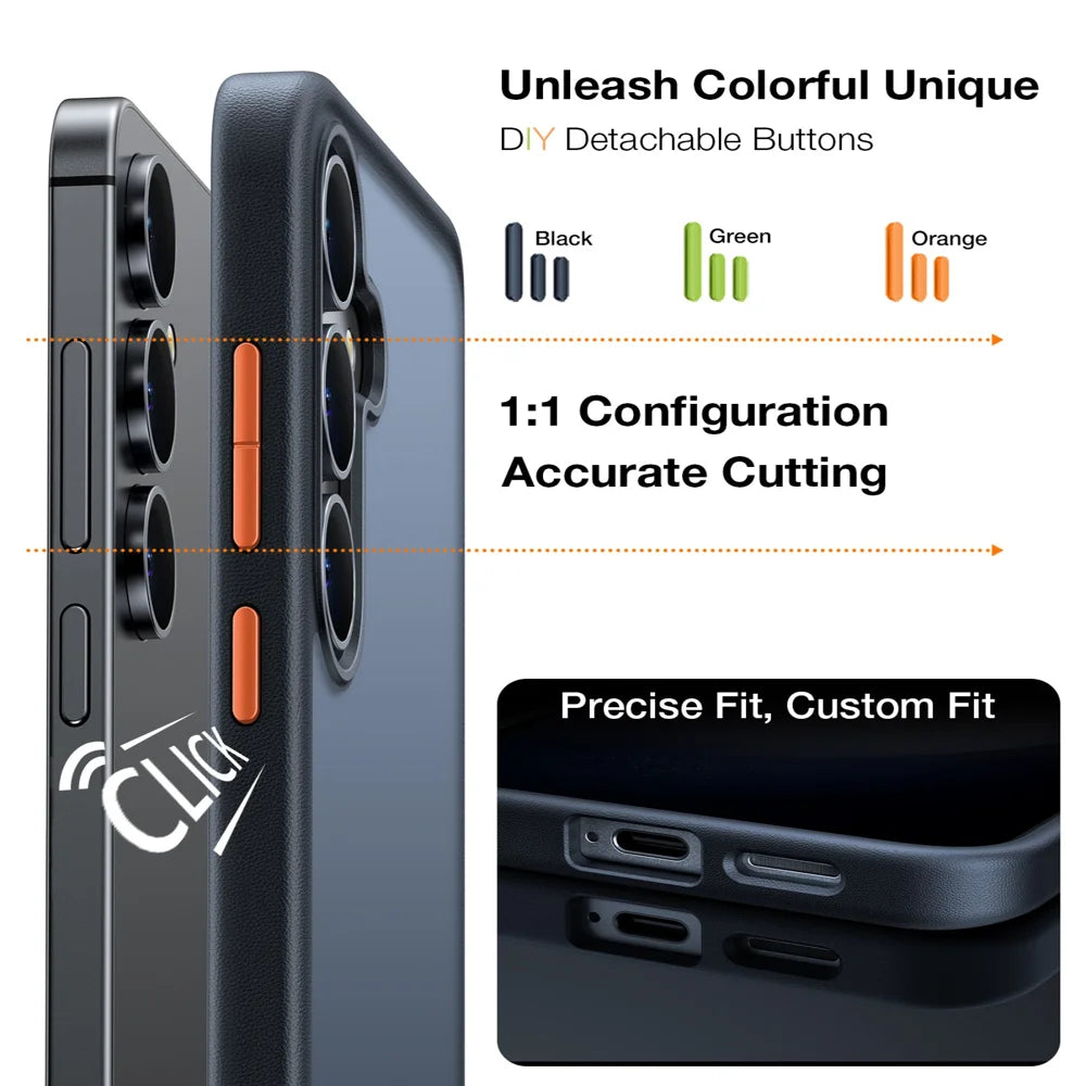 TORRAS For Samsung Galaxy S26+ Case  Skin-Touch Matte PC+TPU Phone Cover with Interchangeable 3 Colors Buttons - Black - 4