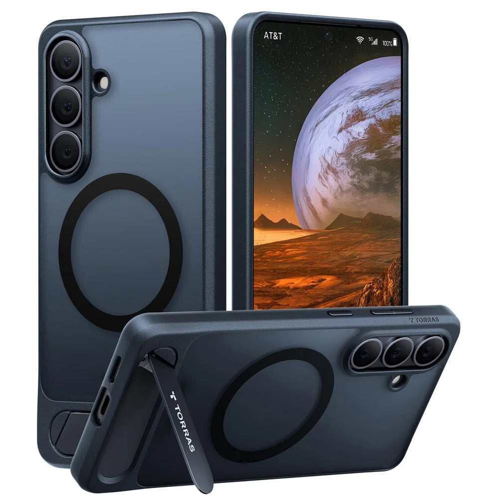 TORRAS For Samsung Galaxy S26  Ostand L1 Series Magnetic Case with Kickstand TPU+PC Phone Cover - Black - 1