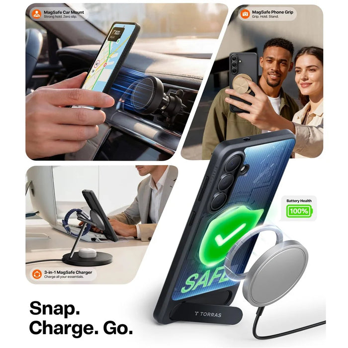 TORRAS For Samsung Galaxy S26  Ostand L1 Series Magnetic Case with Kickstand TPU+PC Phone Cover - Black - 3