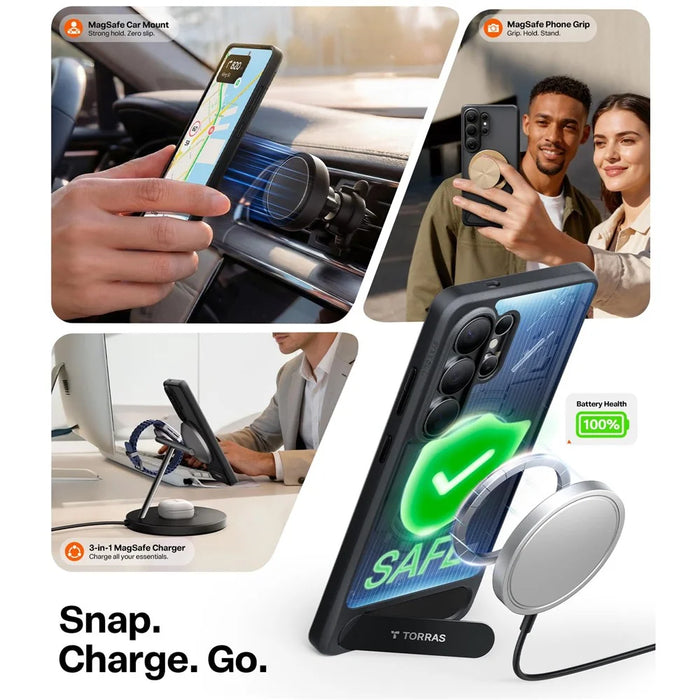 TORRAS For Samsung Galaxy S26 Ultra  Ostand L1 Series Magnetic Case with Kickstand TPU+PC Phone Cover - Black - 3