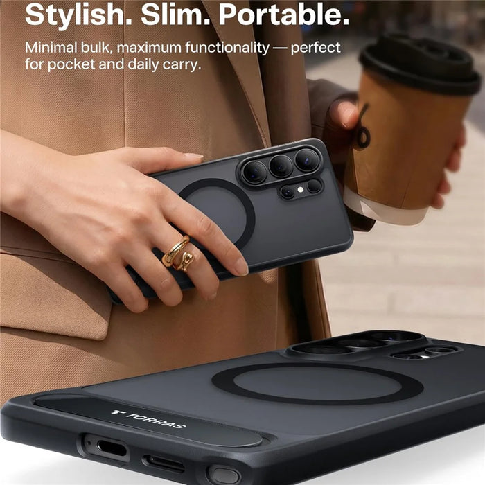 TORRAS For Samsung Galaxy S26 Ultra  Ostand L1 Series Magnetic Case with Kickstand TPU+PC Phone Cover - Black - 7