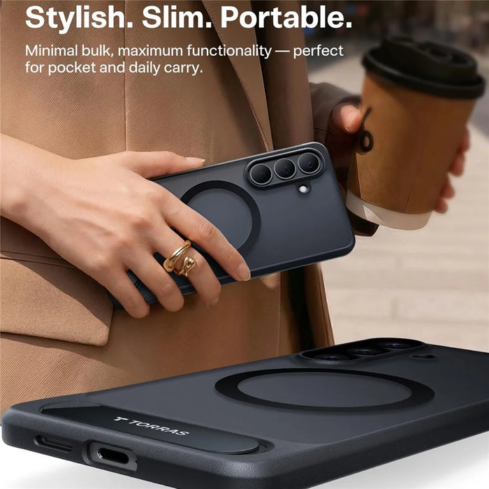 TORRAS For Samsung Galaxy S26+  Ostand L1 Series Magnetic Case with Kickstand TPU+PC Phone Cover - Black - 7