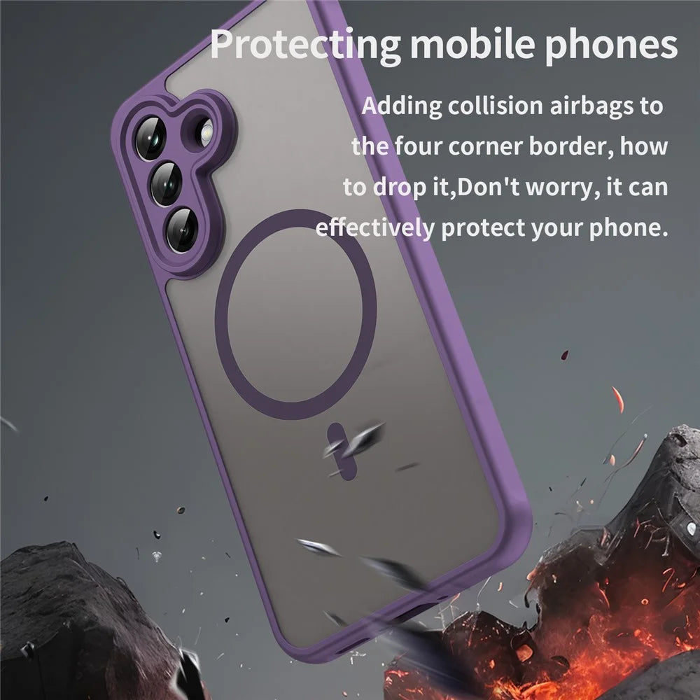 For Samsung Galaxy A37 5G Magnetic Case Anti Drop PC + TPU Phone Cover - Purple - 3