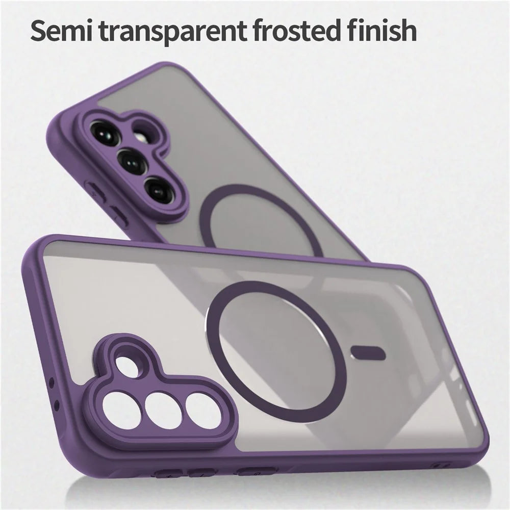 For Samsung Galaxy A37 5G Magnetic Case Anti Drop PC + TPU Phone Cover - Purple - 4