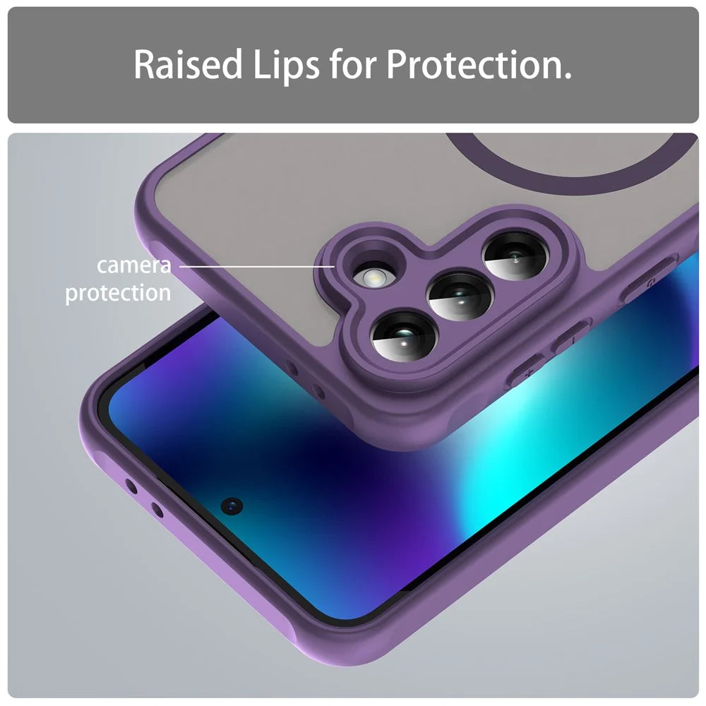 For Samsung Galaxy A37 5G Magnetic Case Anti Drop PC + TPU Phone Cover - Purple - 7