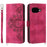 For Google Pixel 10a Case Flower Pattern PU Leather Wallet Phone Cover with Strap - Wine Red - 1