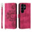 For Samsung Galaxy S26 Ultra Case Flower Pattern PU Leather Wallet Phone Cover with Strap - Wine Red - 1