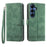 DIERFENG DF-03 For Samsung Galaxy S26+ Case Lines Imprint Wallet Leather Phone Cover with Wrist Strap - Green - 1