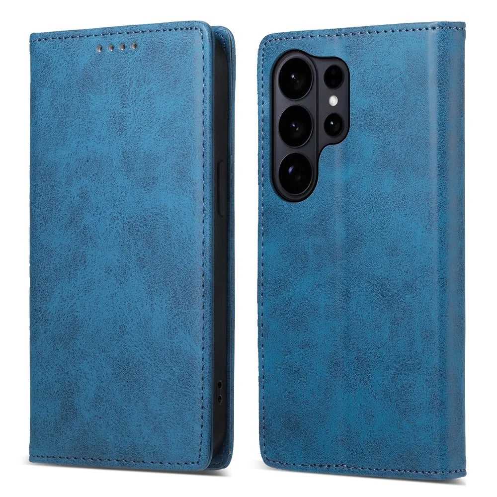 For Samsung Galaxy S26 Ultra Wallet Case RFID Blocking PU Leather Phone Cover - Blue - 1