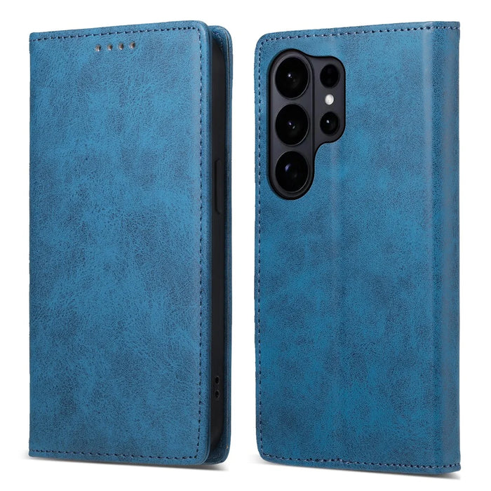 For Samsung Galaxy S26 Ultra Wallet Case RFID Blocking PU Leather Phone Cover - Blue - 1