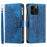 Zipper Pocket Wallet Case for iPhone 14 Pro Max, Fall Resistant Mandala Flower Imprinted PU Leather Stand Cover with Multiple Card Slots - Blue - 1