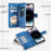 Zipper Pocket Wallet Case for iPhone 14 Pro Max, Fall Resistant Mandala Flower Imprinted PU Leather Stand Cover with Multiple Card Slots - Blue - 5