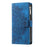 Zipper Pocket Wallet Case for iPhone 14 Pro Max, Fall Resistant Mandala Flower Imprinted PU Leather Stand Cover with Multiple Card Slots - Blue - 7