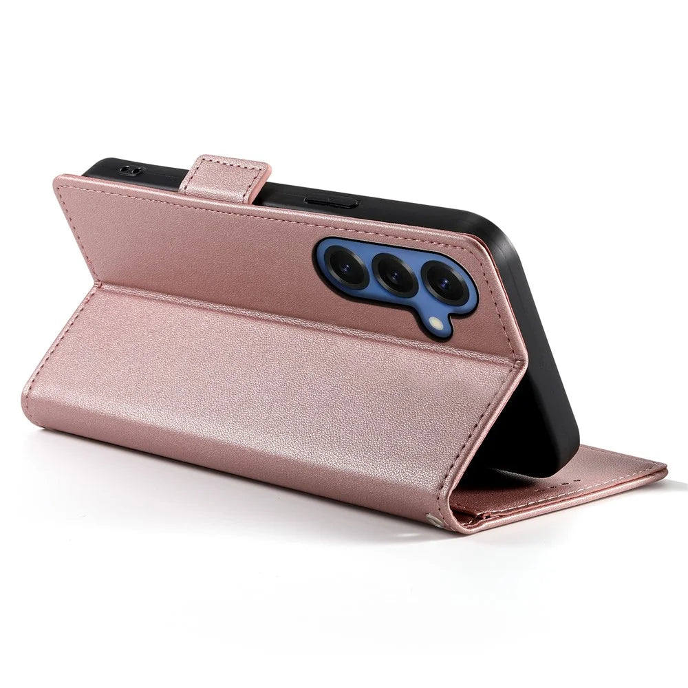 For Samsung Galaxy S26 Stand Case PU Leather Wallet Phone Cover - Rose Gold - 3
